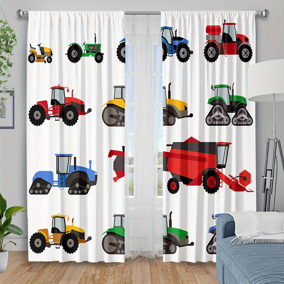 Agriculture Farming Cartoon - Zasłona z motywem kreskówkowego traktora, kolorowy
